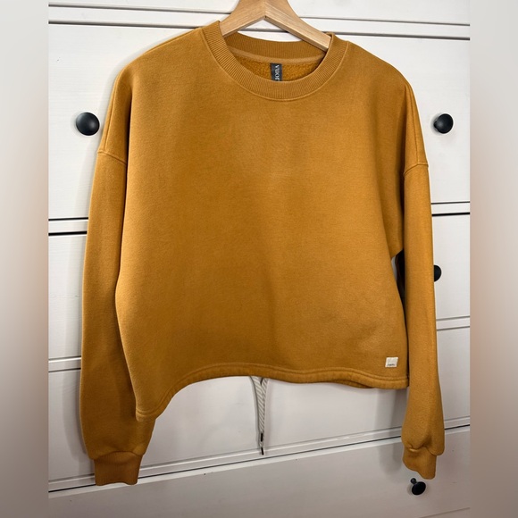 Vuori Restore Sweatshirt Women XS Crewneck Pullover Cropped Draw-string hem gold - Picture 16 of 16
